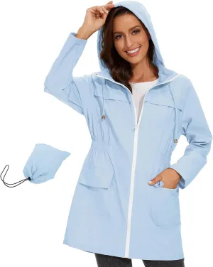 Century Star Packable Rain Jackets Waterproof Womens Rain Coats with Hood Lightweight Windbreaker Jacket