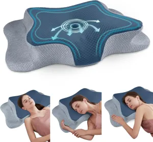Cervical Neck Pillow for Pain Relief Sleeping, Contour Memory Foam Pillows, Ergonomic Side Sleeper Pillows for Adults, Cooling Orthopedic Neck Support Pillow for Back Stomach Sleepers
