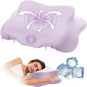 Cervical Pillow for Neck Pain Relief, Cooling Contour Memory Foam Pillows Support Odorless Ergonomic Neck Pillow Adjustable Orthopedic Bed Pillow for Side Back Stomach Sleeper with Pillowcase，Purple