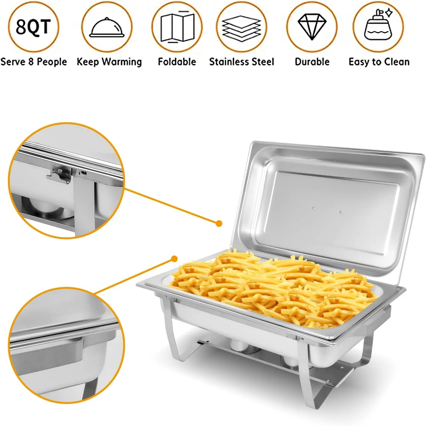 Chafing Dish Buffet Set[4 Pack] 8QT Stainless Steel Buffet Chafers,Catering Food Warmers Set With 7 Trays