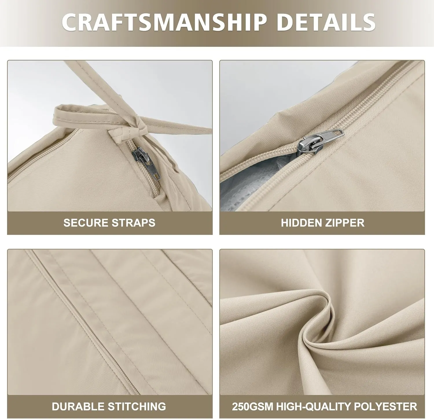 Chaise Lounge Cushion 72x21x3 Inch - Set of 2 Outdoor Lounge Chair Cushions, Lounger Pad Replacement with Fade-Resistant, Removable & Machine-Washable Covers, Ideal for Patio Chaise Chairs, Cream