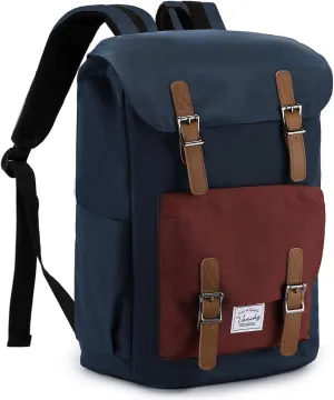 Chase Chic Backpack for Women Men, Vintage Rucksack Bookbag 15.6 inch Fashion Bag Unisex Casual Daypack for Travel,College,Work(Blue Wine)