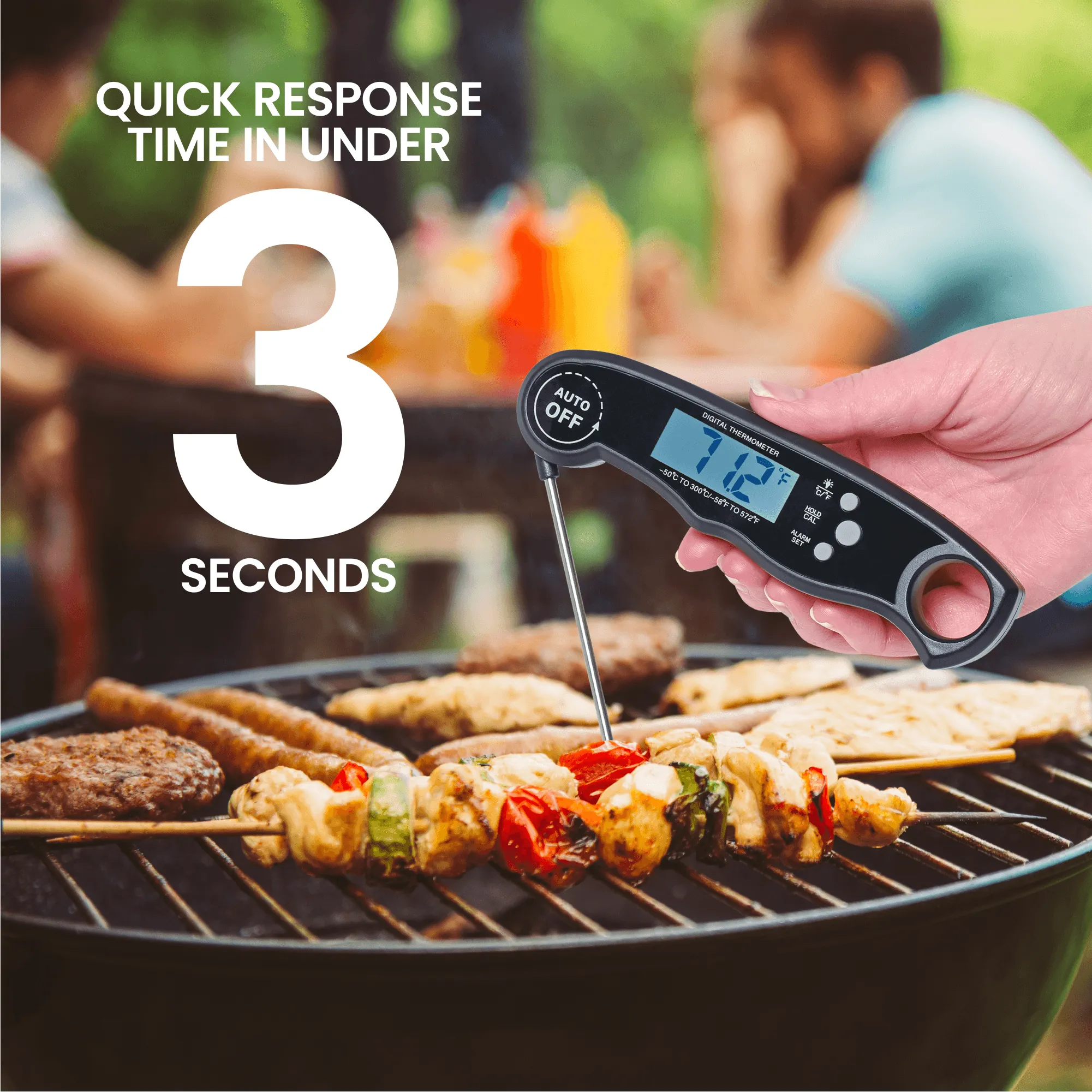 Cheer Collection Digital Meat Thermometer, Instant Read Food Thermometer with Backlight LCD Screen, Foldable Cooking Thermometer for BBQ and Kitchen