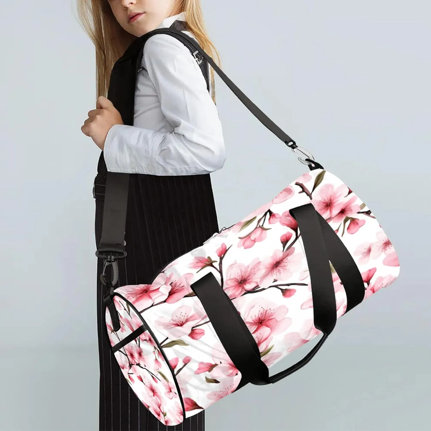 Cherry Japanese Cherry Blossom Sports Gym Bag for Men Women Lightweight Travel Duffle Bag with Shoulder Strap Waterproof Carry On Weekender Overnight Bag for Travel Sports Gym