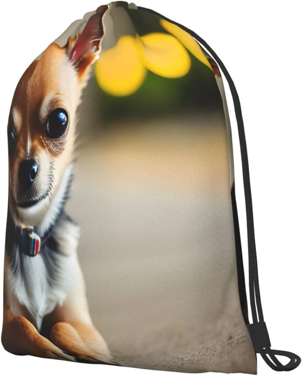 Chihuahua Dog 1 Drawstring Cinch Backpack Polyester Sack Pack String Bag For Hiking Camping Adventure