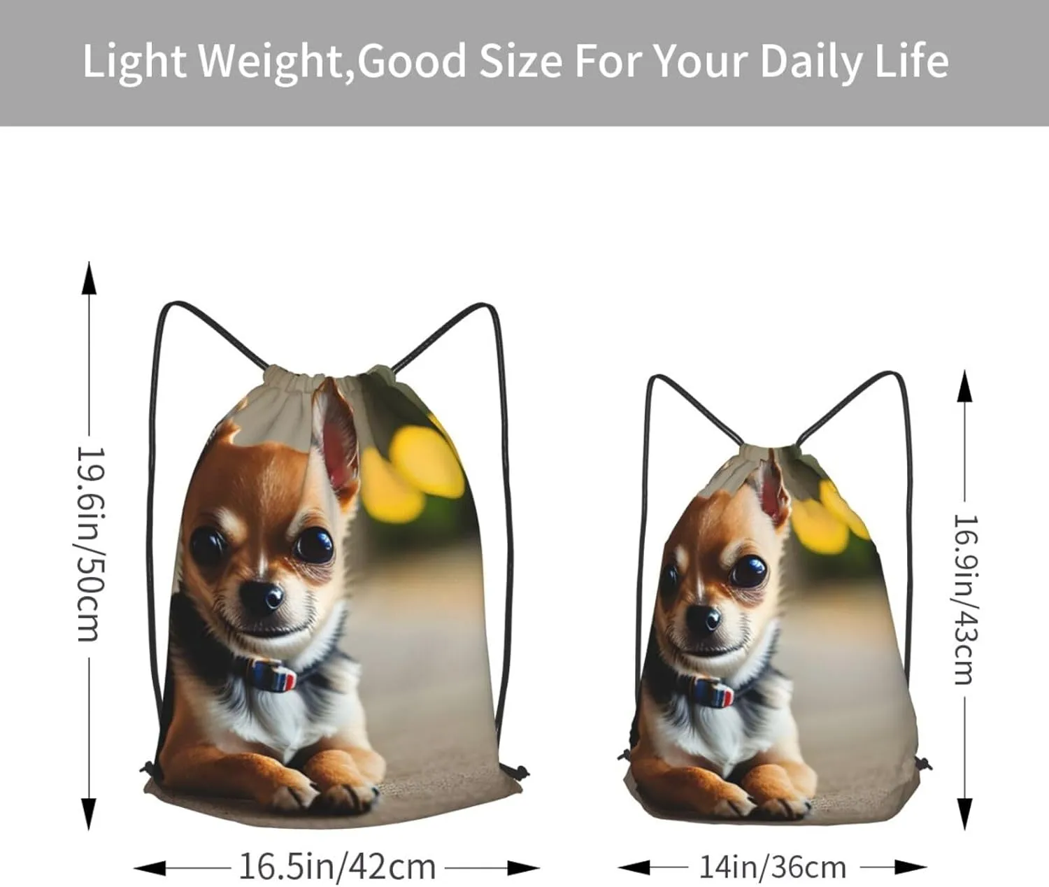 Chihuahua Dog 1 Drawstring Cinch Backpack Polyester Sack Pack String Bag For Hiking Camping Adventure
