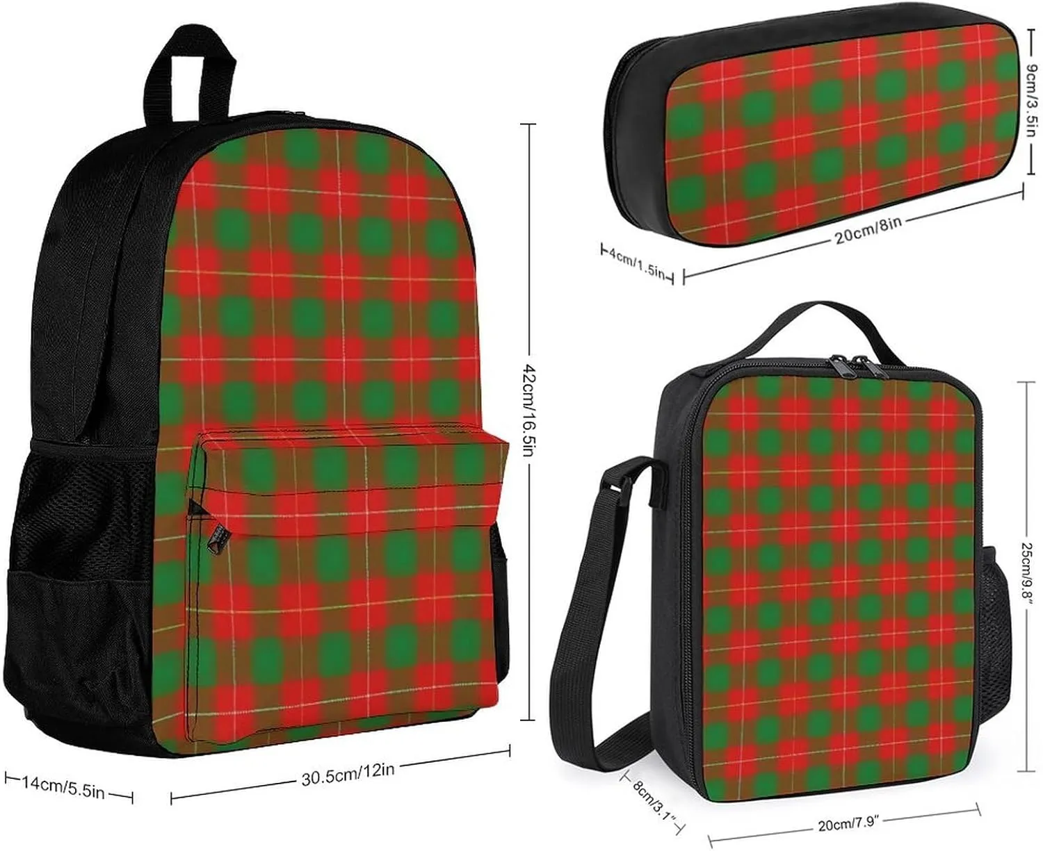 Clan MacFie Lightweight Pocket Backpack Crossbody Lunch Bag Set Unisex