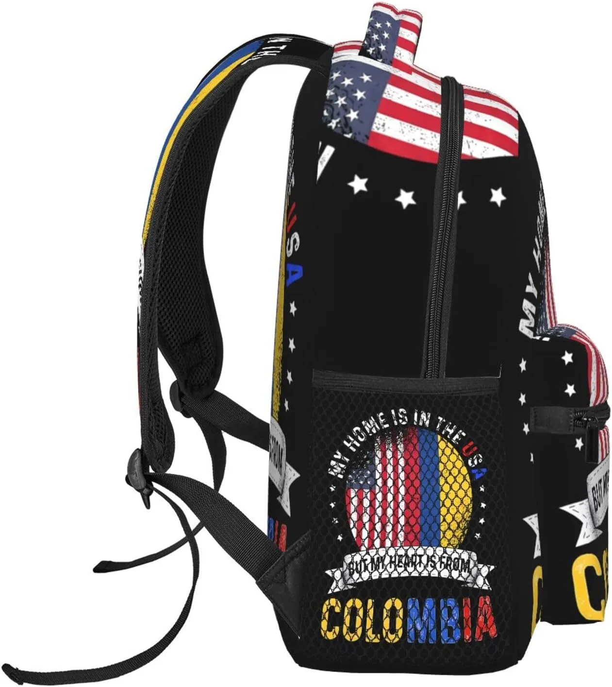 Colombian American Patriot Heart is from Colombia Flag Backpack Casual Laptop Backpack Double Shoulder Bag Lightweight Backpack For Women Men Travel