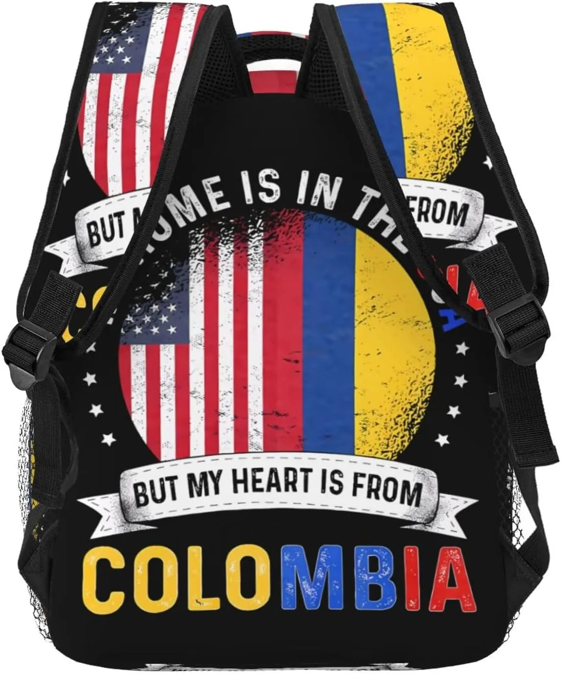 Colombian American Patriot Heart is from Colombia Flag Backpack Casual Laptop Backpack Double Shoulder Bag Lightweight Backpack For Women Men Travel