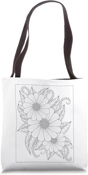 Color your Floral Bag Choose your Own Colors Coloring Adult Tote Bag