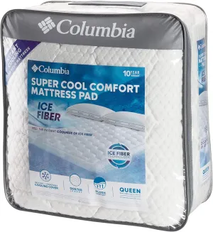 Columbia Sportswear Company Quilted Ice Fiber Cooling Mattress Pad – Deep Pocket Fitted Sheet Cover Stretches to fit 16”-18” Deep – Breathable & Hypo-allergenic Plush Bed Topper Protector- Twin Size