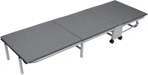 ComfortSmart Glamping Cot with Thick Mattress Pad, Foldable Bed for Adults, 3-Fold Guest Bed, Folding Metal Cot, Lounge Chair Sleeping Cot Grey