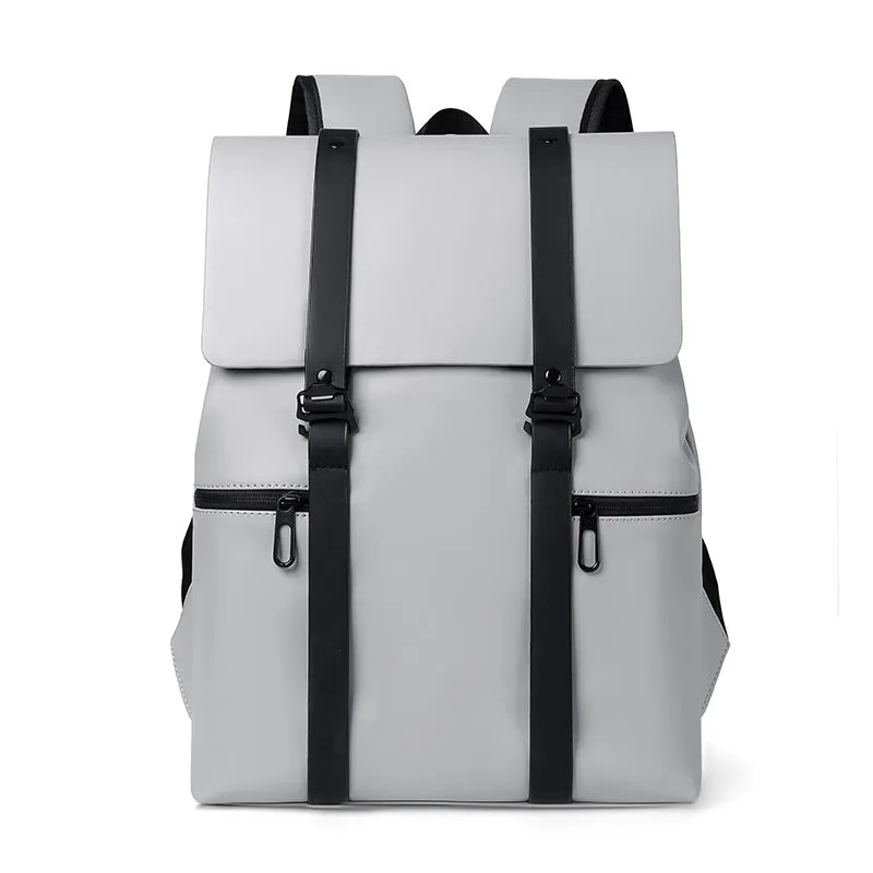 Commuter Backpack Men's PU Leather Waterproof Large Capacity Student Schoolbag Business Lightweight Notebook Backpack Travel Backpack