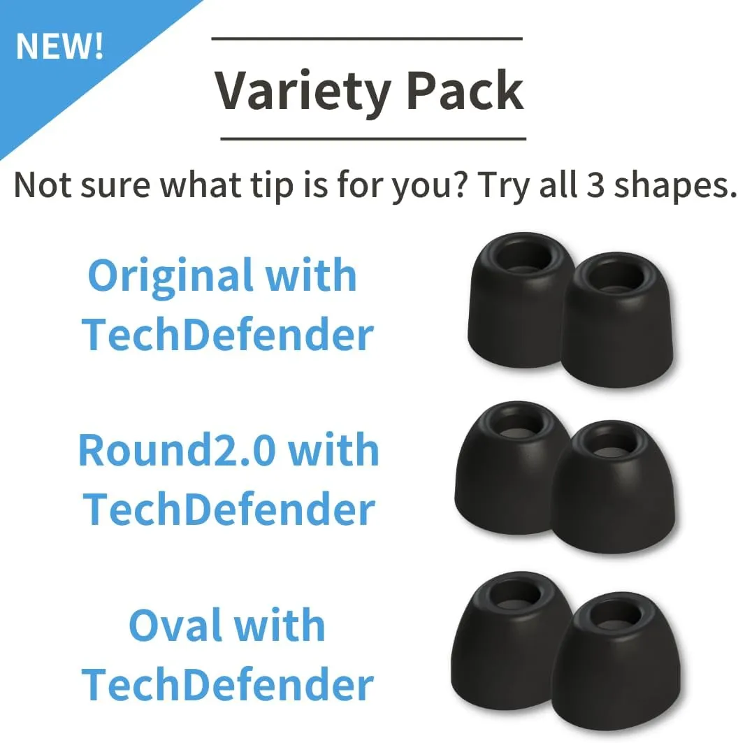 Comply 400 Core Series | Memory Foam Replacement IEM Ear Tips for Campfire Audio, Sennheiser, & More | Superior Noise Isolation, Ultimate Comfort, Secure Fit | Variety, Black, Medium (3 Pairs)