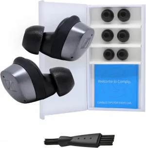 Comply TrueGrip | Premium Memory Foam Replacement Earbud Tips for Sennheiser Momentum 3, 4, ACCENTUM | Enhanced Comfort, Secure Fit, Superior Noise Isolation, Cleaning Tool | Black, Small (3 Pairs)
