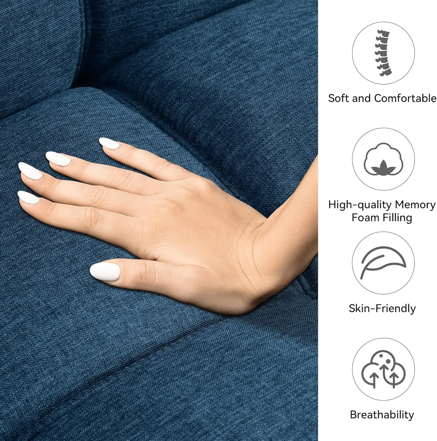 Convertible Futon Sofa Couch,Memory Foam Futon Couch Bed,Loveseat Sleeper Sofa Bed,Linen Fabric Small Splitback Modern Folding Sofa Bed for Living Room,Office,Apartment,Navy Blue