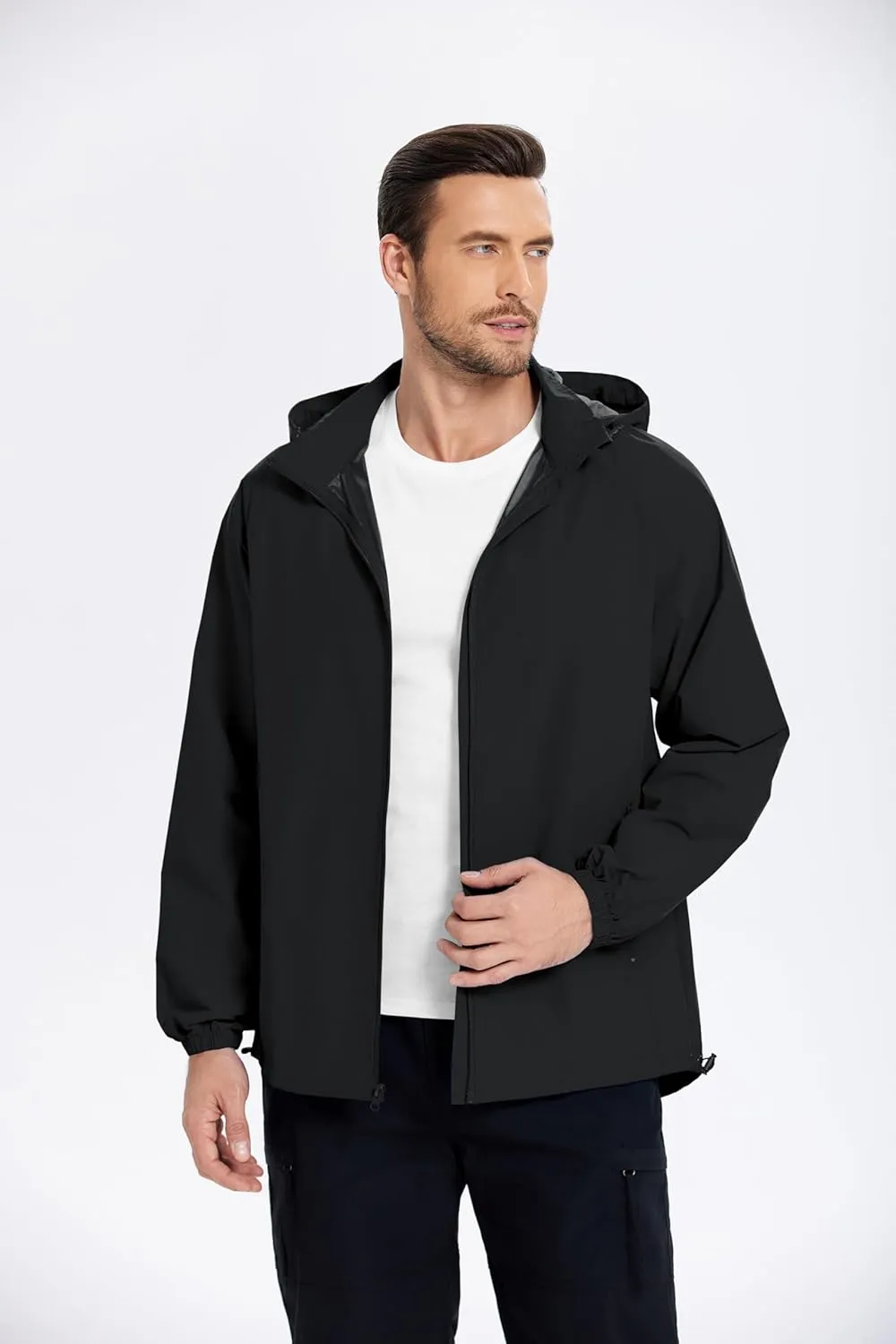 COOFANDY Mens Rain Jacket Waterproof Lightweight Raincoat Packable Rain Shell Jacket With Hood for Golf Hiking Running
