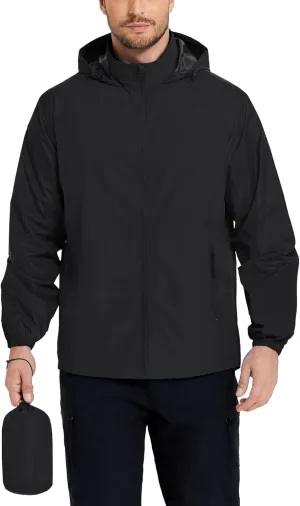 COOFANDY Mens Rain Jacket Waterproof Lightweight Raincoat Packable Rain Shell Jacket With Hood for Golf Hiking Running