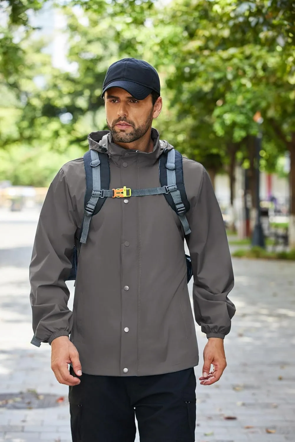 COOFANDY Men's Rain Jacket Waterproof Packable Raincoat Lightweight Rain Shell Hood Travel Golf Hiking Cycling Zip Pockets