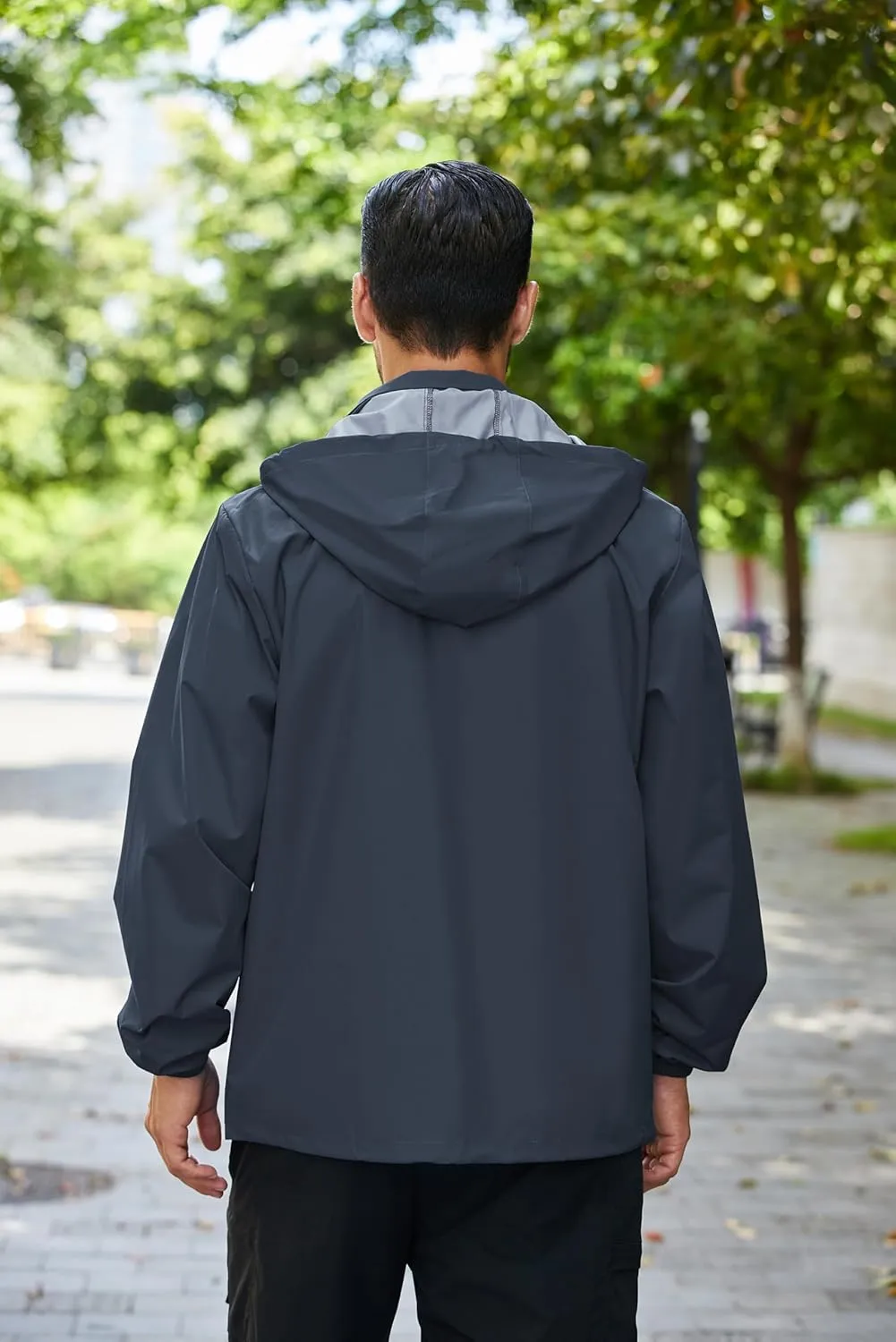 COOFANDY Men's Rain Jacket Waterproof Packable Raincoat Lightweight Rain Shell Hood Travel Golf Hiking Cycling Zip Pockets
