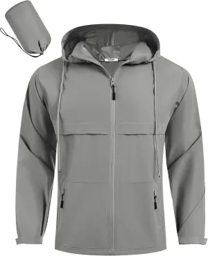 COOFANDY Men's Rain Jacket Waterproof with Hood Packable Rain Coat Lightweight Windbreaker for Hiking Golf Outdoor
