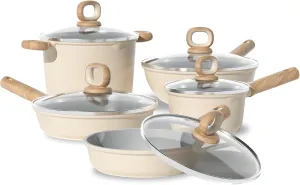 COOKER KING Health Non-toxic Cookware Set, Pots and Pans Set Non-stick,8-Piece Ceramic Cookware Sets, Kitchen Cooking Sets, PFAS PFOA Free Pan Sets with Glass Lids Compatible with All Cooktops