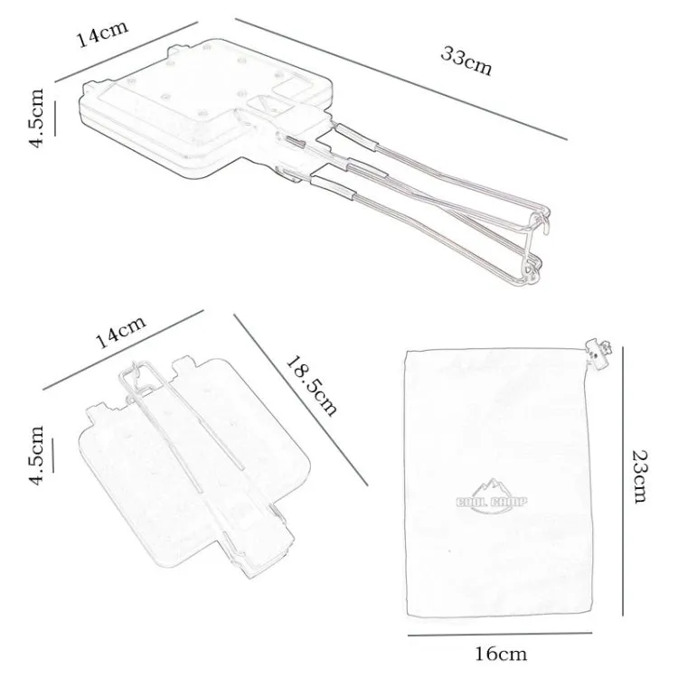 COOL CAMP CF-807 Outdoor Camping Folding Portable Sandwich Nonstick Grill Pan Toast Double Sided Skillet(Black)