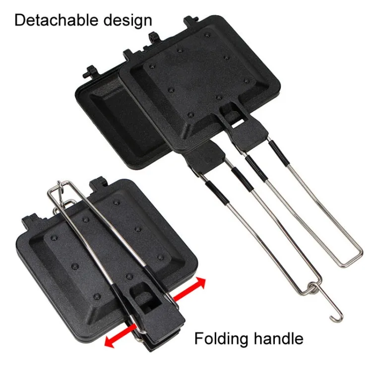 COOL CAMP CF-807 Outdoor Camping Folding Portable Sandwich Nonstick Grill Pan Toast Double Sided Skillet(Black)