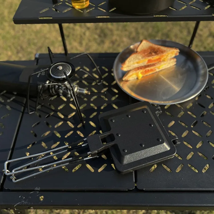 COOL CAMP CF-807 Outdoor Camping Folding Portable Sandwich Nonstick Grill Pan Toast Double Sided Skillet(Black)
