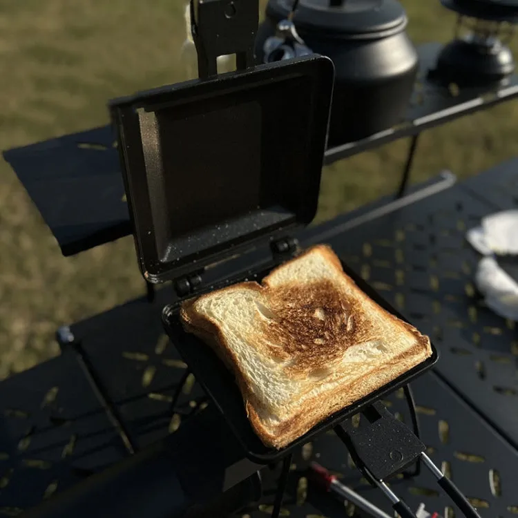 COOL CAMP CF-807 Outdoor Camping Folding Portable Sandwich Nonstick Grill Pan Toast Double Sided Skillet(Black)