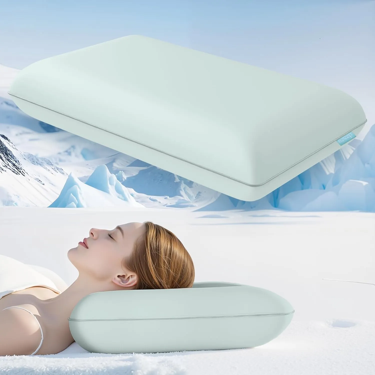 Cooling Soft Memory Foam Pillow, Cervical Neck Pillow for Side Sleepers, Back & Stomach Sleepers, Ergonomic Orthopedic Design for Neck Pain Relief and Deep Sleep, CertiPUR-US, Eggshell Blue
