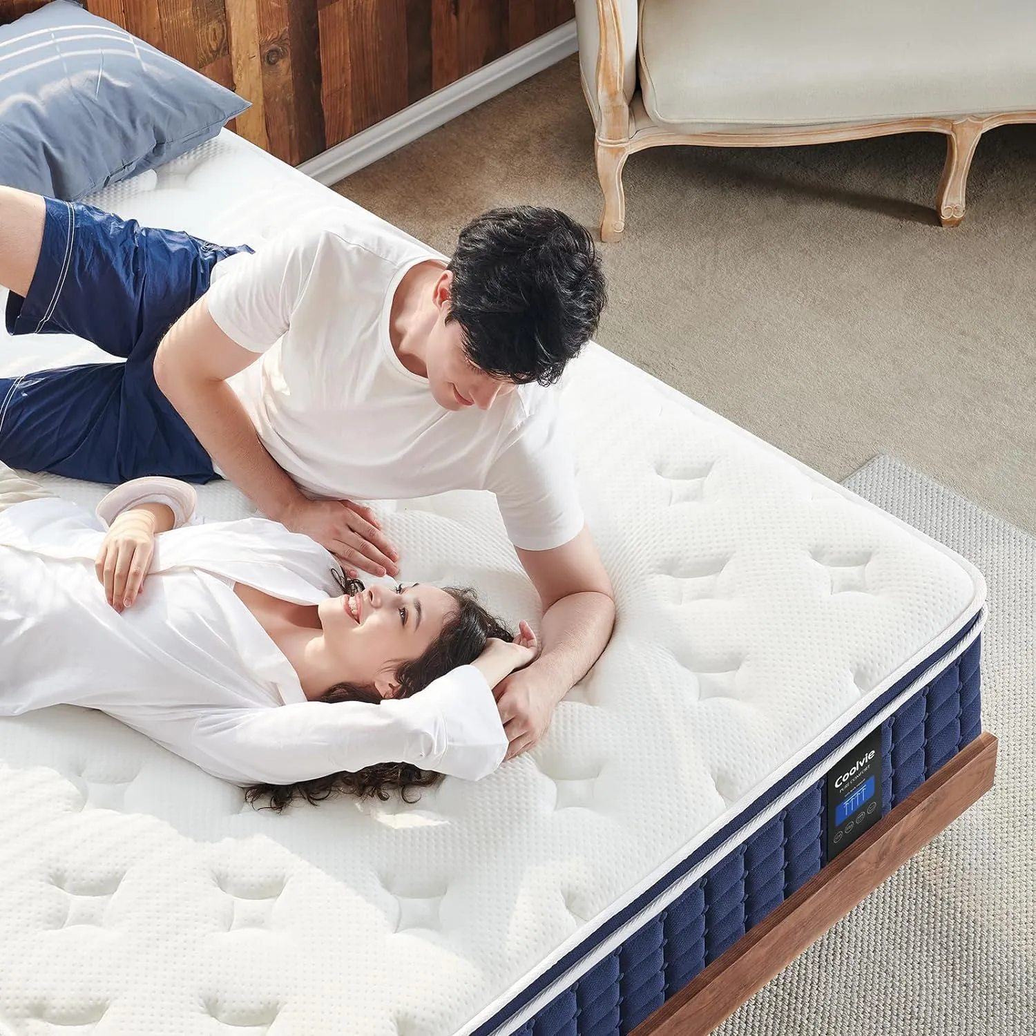 Coolvie Twin XL Mattress 14 Inch, Hybrid XL Twin Mattress in a Box, 4 Layer Premium Foam with Pocket Springs for Motion Isolation and Pressure Relieving, Medium Firm Feel, 100-Night Trial
