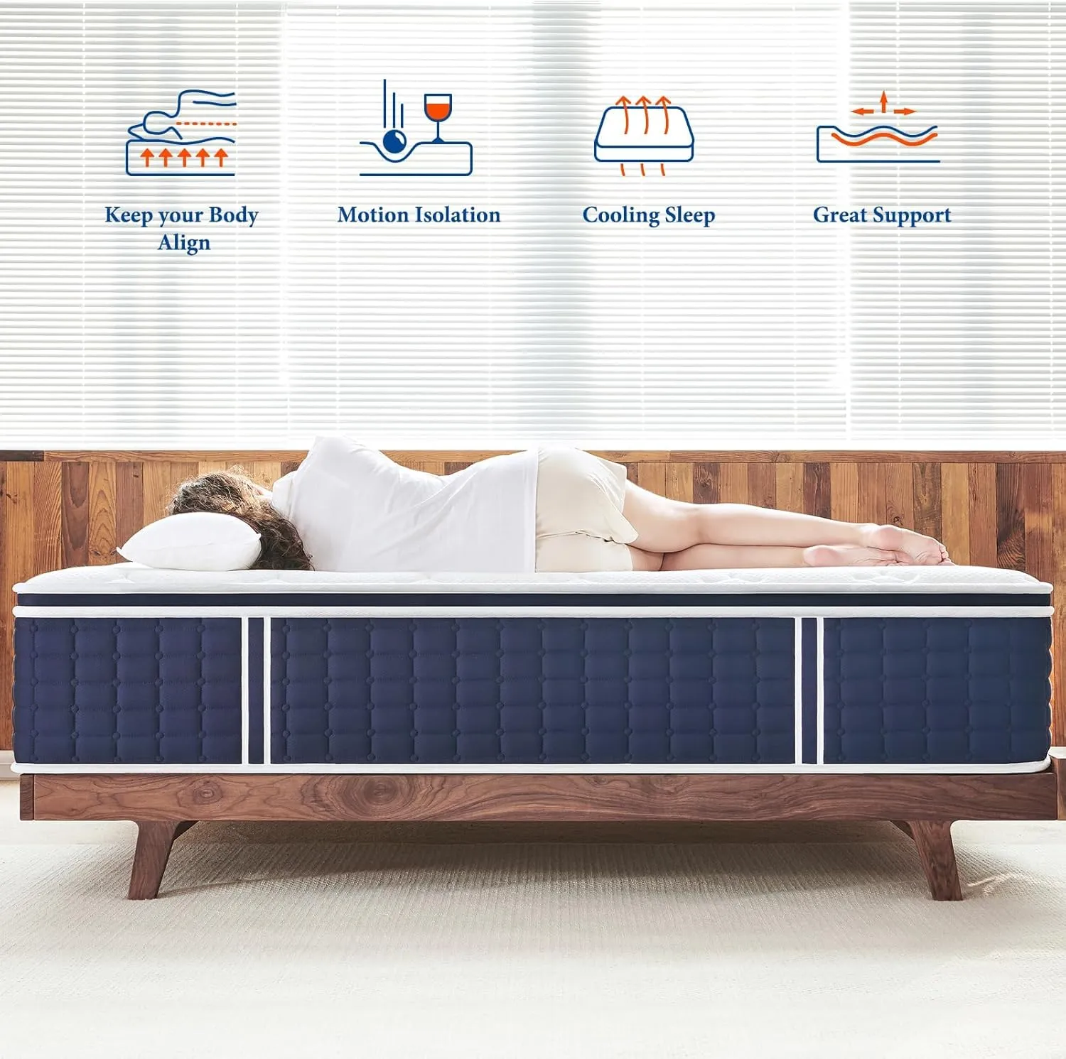Coolvie Twin XL Mattress 14 Inch, Hybrid XL Twin Mattress in a Box, 4 Layer Premium Foam with Pocket Springs for Motion Isolation and Pressure Relieving, Medium Firm Feel, 100-Night Trial