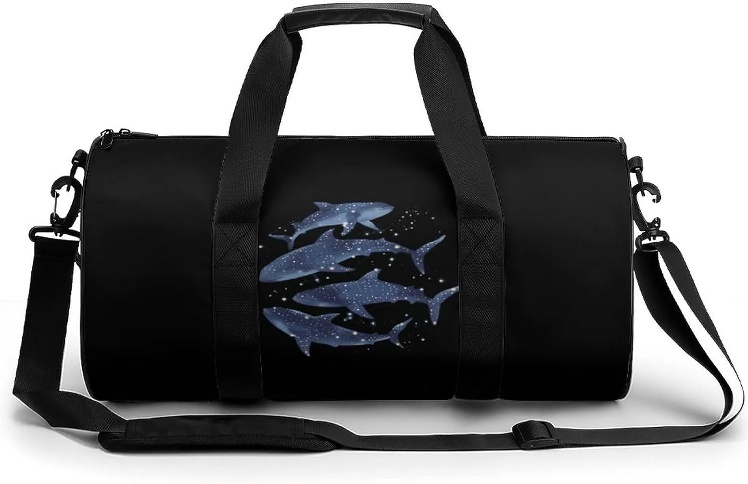 Cosmic Whale Shark Gym Bag for Men Women Cylindrical Gym Duffle Bags Travel Sports Carryon Gymbag 17.7in/9in/9in