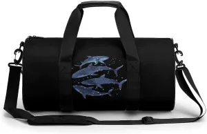 Cosmic Whale Shark Gym Bag for Men Women Cylindrical Gym Duffle Bags Travel Sports Carryon Gymbag 17.7in/9in/9in