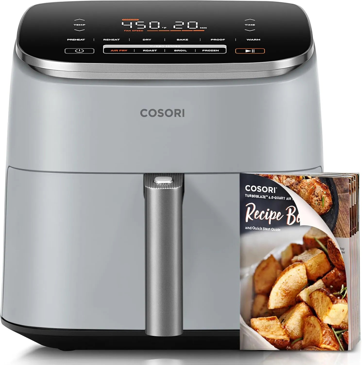 COSORI Air Fryer 9-in-1, Compact but Large 6 Qt, 5 Fast Fan Speeds with 450F for Ultra Crsipy, 95% Less Oil, 100  In-App Recipes, Roast, Bake, Dehydrate, Reheat, Broil, Proof, Ceramic
