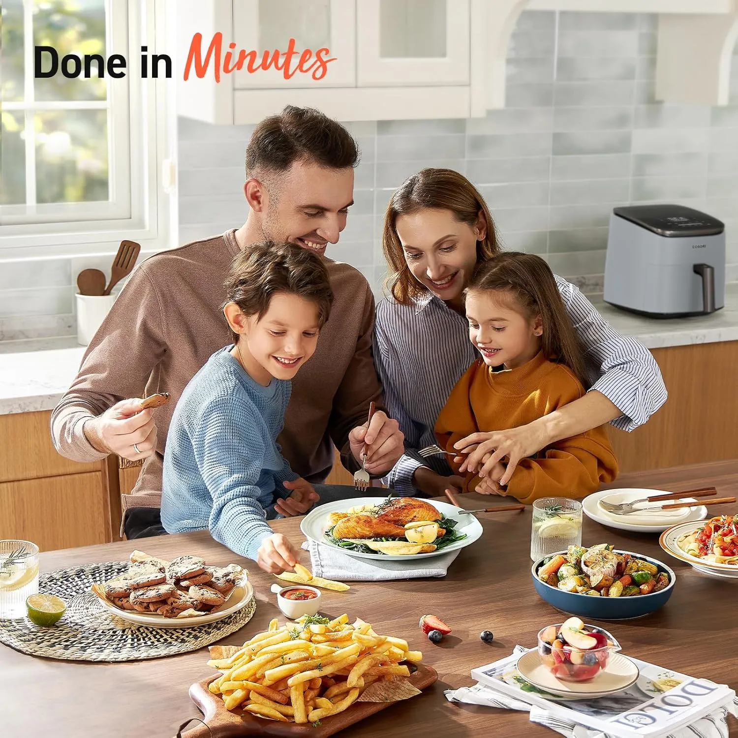 COSORI Air Fryer 9-in-1, Compact but Large 6 Qt, 5 Fast Fan Speeds with 450F for Ultra Crsipy, 95% Less Oil, 100  In-App Recipes, Roast, Bake, Dehydrate, Reheat, Broil, Proof, Ceramic
