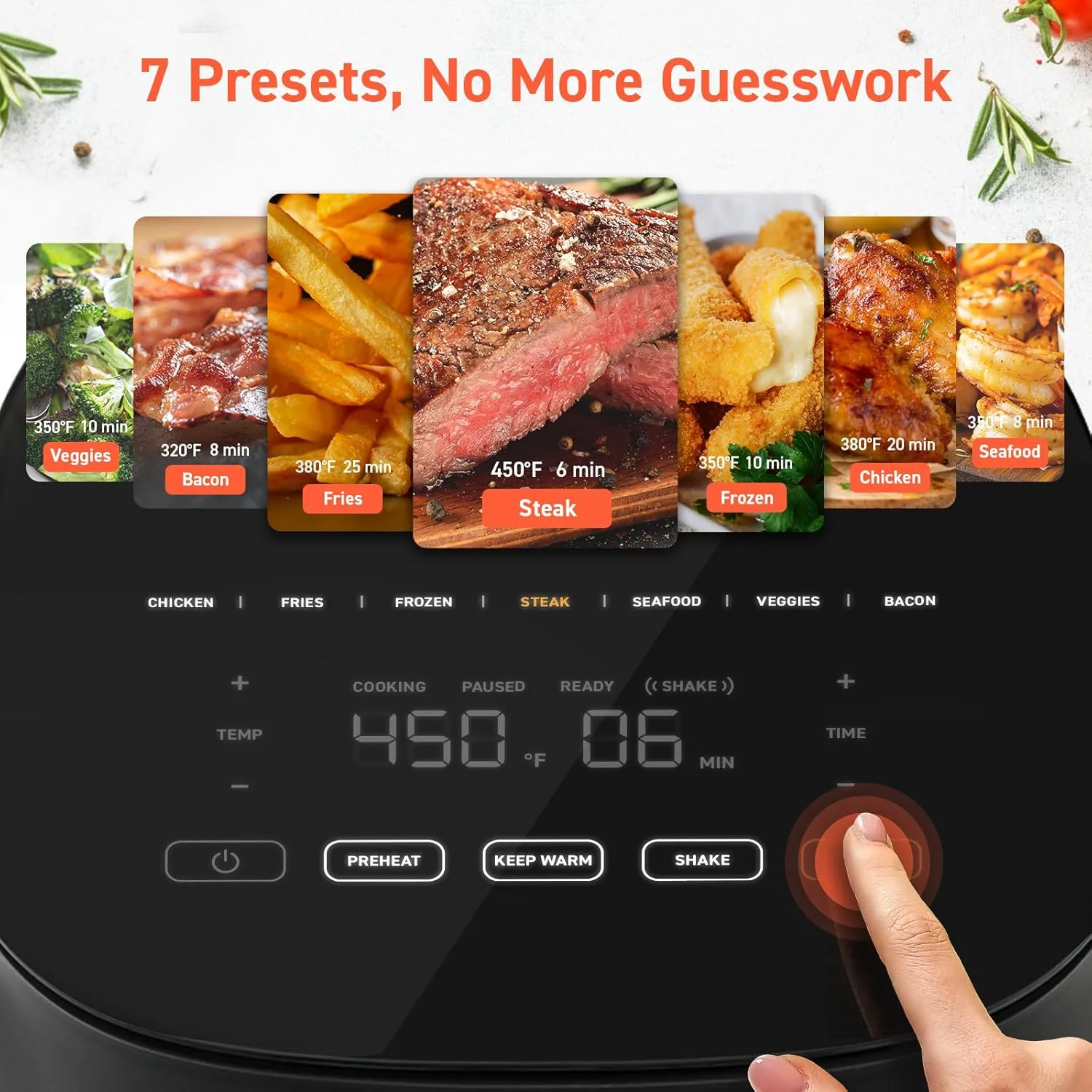 COSORI Air Fryer Pro 9-in-1, Compact 5QT, 450℉: Half Time & Chef-Grade Cook, One-Wipe Clean Glass Panel, 130  In-App Recipes with Nutritional Info, Nonstick & Dishwasher-Safe Basket, Gray