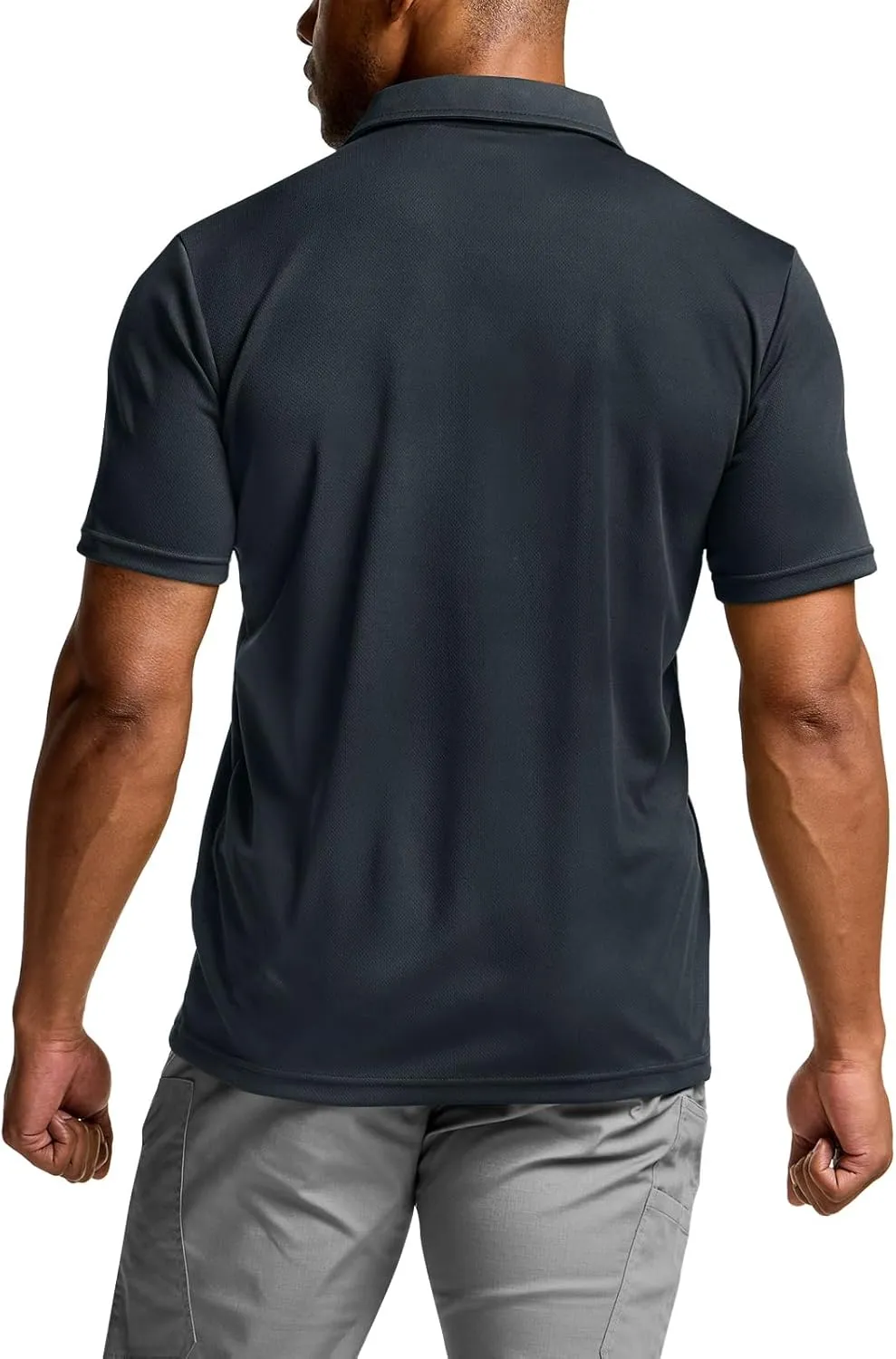 CQR Men's Polo Shirts, Tactical Short Sleeve Golf Performance Shirts, Lightweight Dry Fit UPF 50  Pique