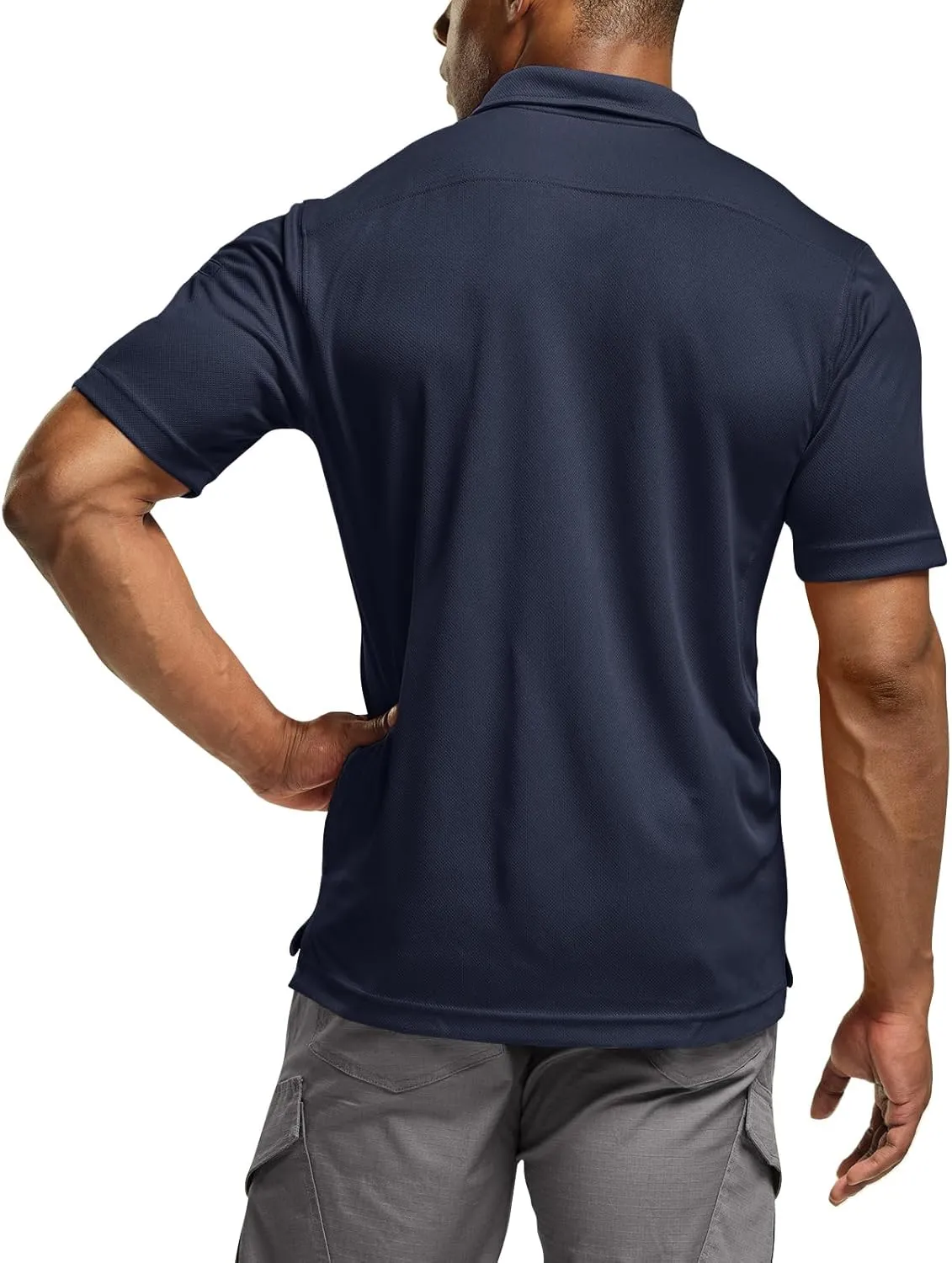 CQR Men's Polo Shirts, Tactical Short Sleeve Golf Performance Shirts, Lightweight Dry Fit UPF 50  Pique