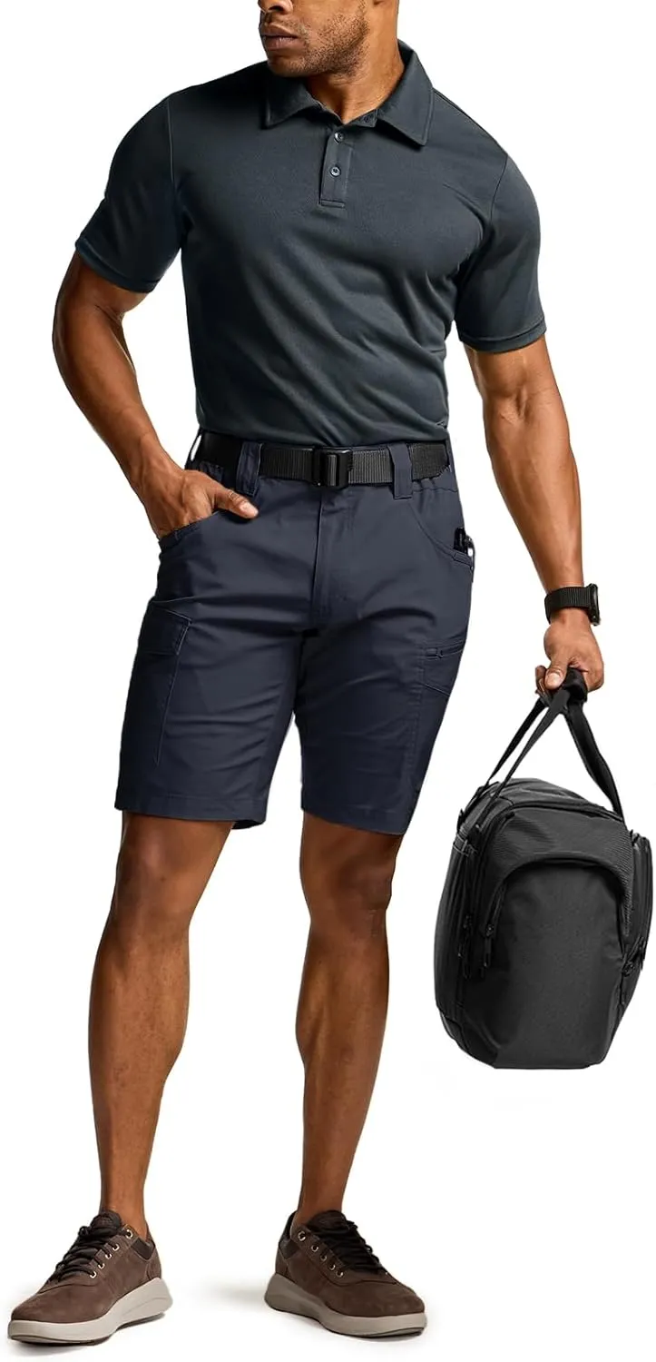 CQR Men's Polo Shirts, Tactical Short Sleeve Golf Performance Shirts, Lightweight Dry Fit UPF 50  Pique