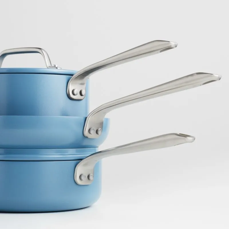Crate & Barrel EvenCook Ceramic Denim Ceramic Nonstick 8-Piece Cookware Set