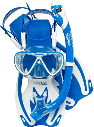 Cressi Junior Snorkeling Kit for Young Aged 3 to 10 - Mask   Dry Snorkel   Adjustable Fins   Net Bag - Lightweight Colorful Equipment - Rocks Pro Dry Set