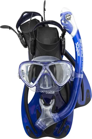 Cressi Junior Snorkeling Kit for Young Aged 3 to 10 - Mask   Dry Snorkel   Adjustable Fins   Net Bag - Lightweight Colorful Equipment - Rocks Pro Dry Set