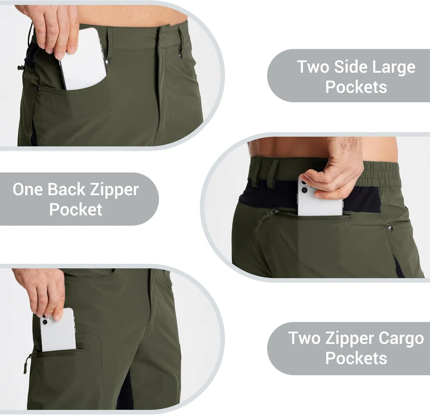 CRYSULLY Men's Hiking Cargo Shorts Outdoor Summer Lightweight Quick Dry Casual Shorts with 5 Pocket