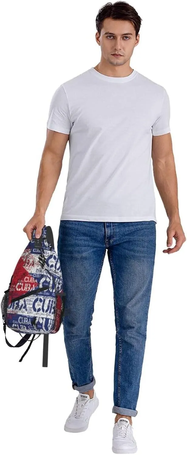Cuba Flag Crossbody Bag Cross Chest Bag Adjustable Sling Backpack Sports Gym Shoulder Bags Travel Cycling Daypack Diagonally Casual Rucksack