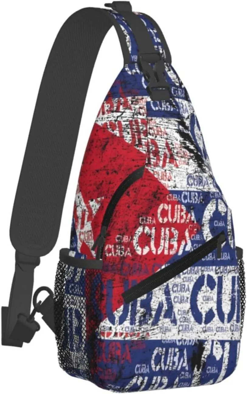 Cuba Flag Crossbody Bag Cross Chest Bag Adjustable Sling Backpack Sports Gym Shoulder Bags Travel Cycling Daypack Diagonally Casual Rucksack