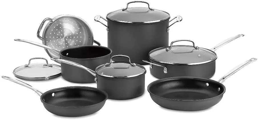 Cuisinart 11-Piece Cookware Set, Black, Chef's Classic Nonstick Hard Anodized, 66-11