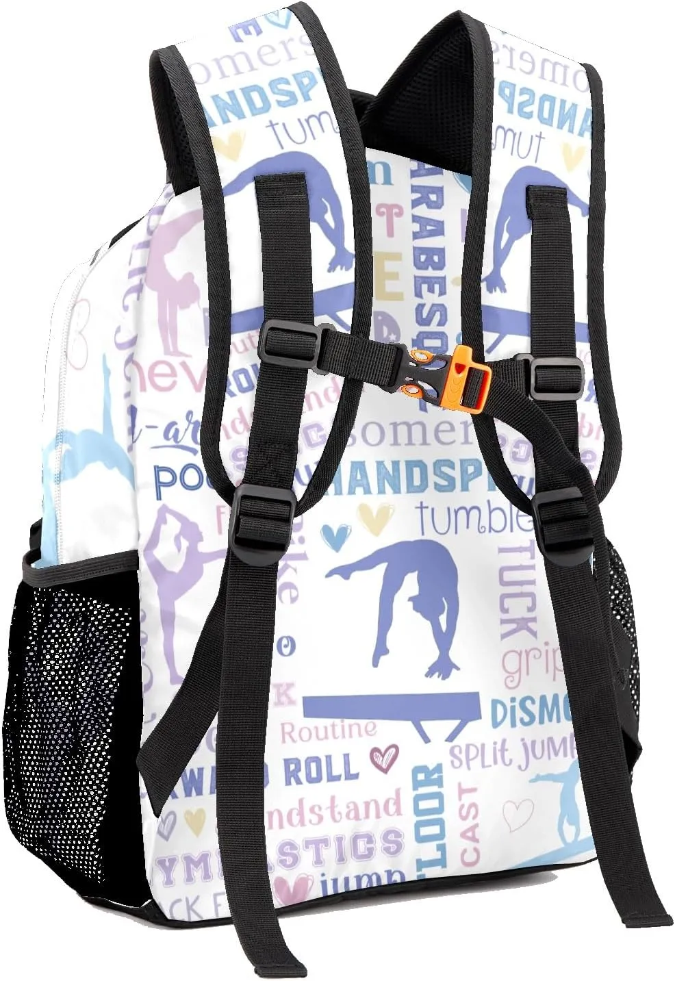 Custom Kid Backpack, Sport Athlete Girl Gymnastics Violet Pink Personalized School Bookbag with Your Own Name, Customization Casual Bookbags for Student Girls Boys