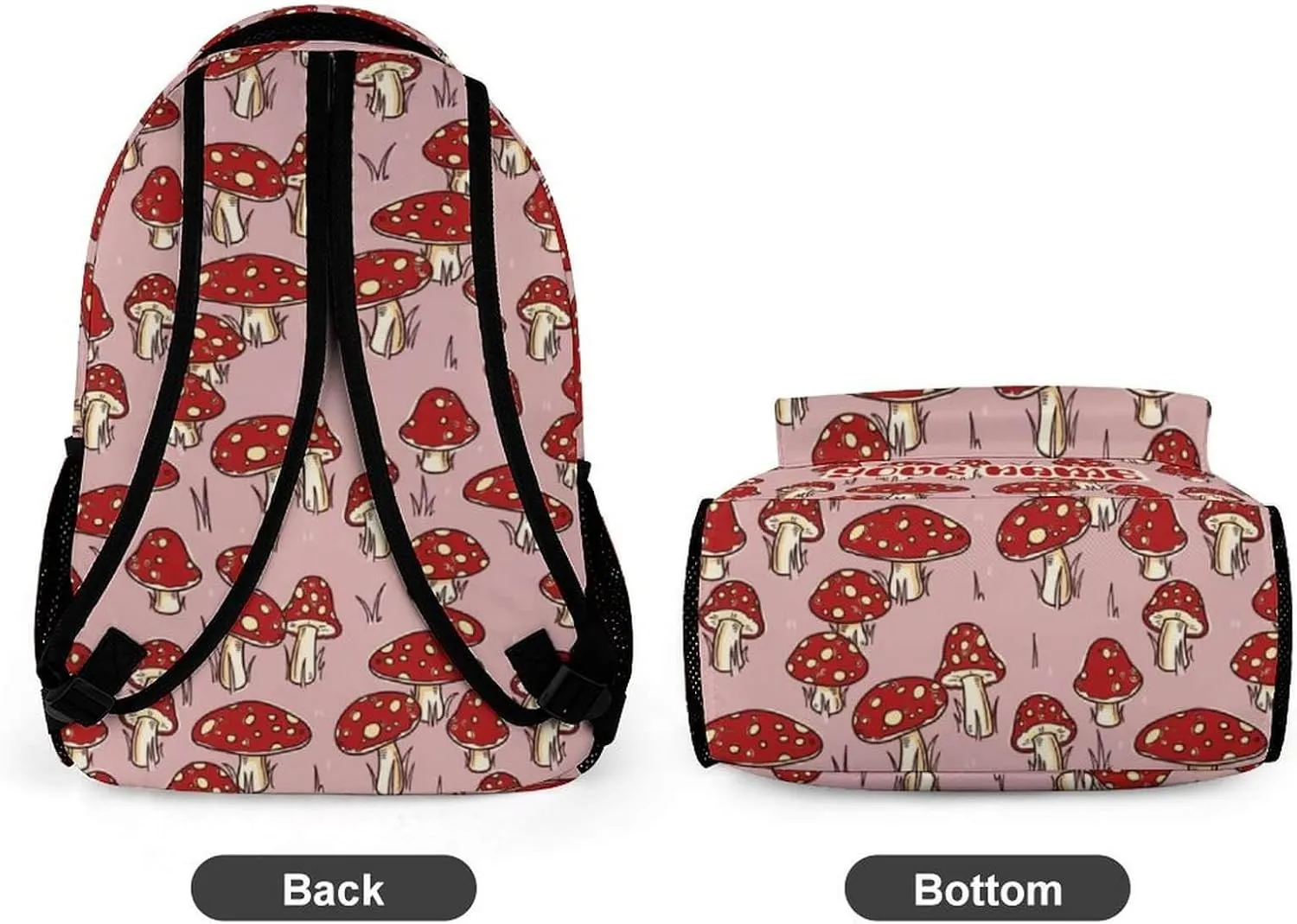 Custom Mushroom Backpack for Kids Girls Boys School, 16 Inches Cute Mushroom Theme Bookbag, Adjustable, Lightweight, Large Capacity, Colorful Mushroom Backpack for School